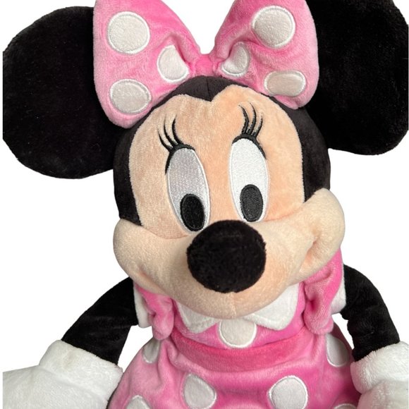 18" DISNEY Minnie Mouse Plush Pink Polka Dot Dress & Bow White Bloomers Stuffed - Picture 2 of 12